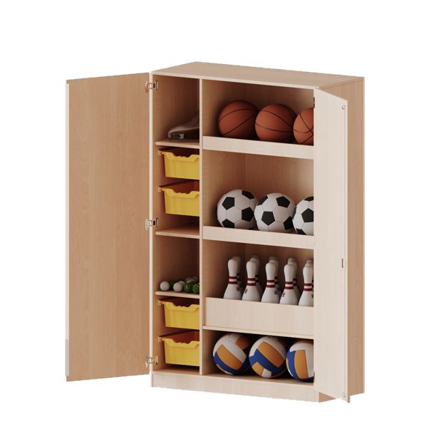 Sportschrank mit 5 Fächern, 2 Tiefen, 4 Dekore